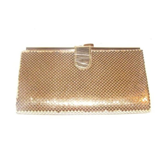 Whiting And Davis Vintage Gold Mirrored Mesh Chainmaille Designer Purse