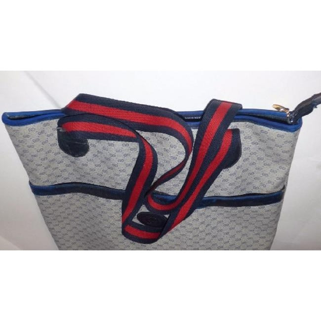 Gucci Vintage Pursesdesigner Purses Shades Of Blue Coated Canvas With Small G Logoleatherrednavy Str