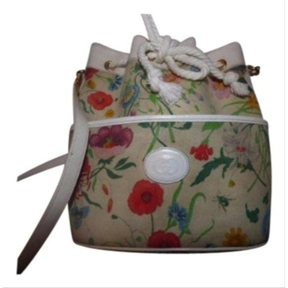 GUCCI Vintage Garden Souvenir Floral Bucket Bag