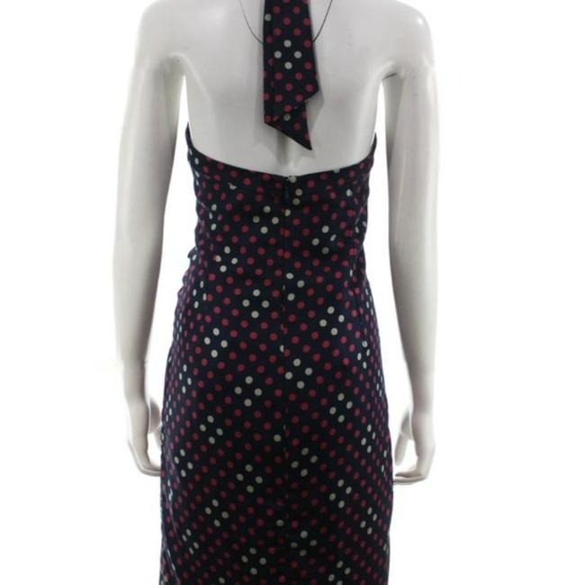 Betsey Johnson Navy White Magenta Polka Dots Mid Length Night Out Dress