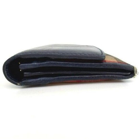 Burberry Nova Check Plaid & Blue Leather XL Wallet