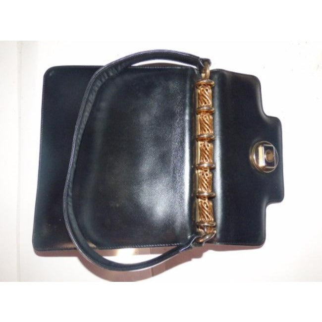 Gucci Vintage Black With Bold Gold Hardware Leather Shoulder Bag