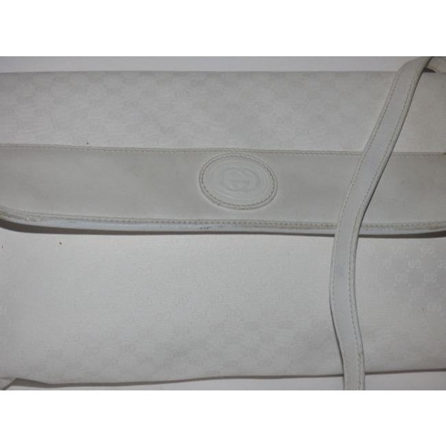 Gucci Vintage White Small G Logo Coated Canvas Leather Cross Body