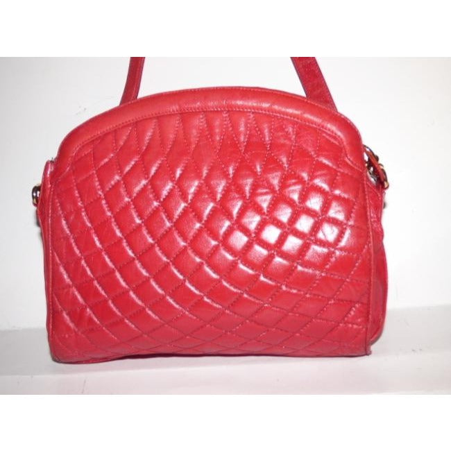 Bally Vintage Pursesdesigner Purses True Red Quilted Leather Suede Shoulder Bag