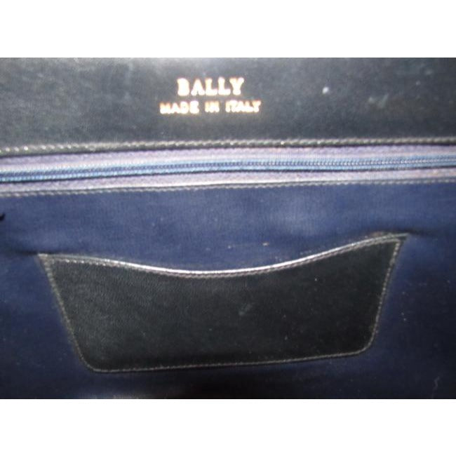 Bally Vintage Pursesdesigner Purses Black Glossy Leather With Asymmetrical Brown And Black Striped E