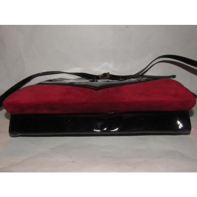 Bally Vintage Pursesdesigner Purses Red Suede And Black Patent Leather Shoulder Bag