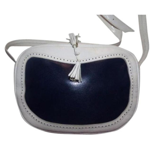 Bally Vintage Pursesdesigner Purses Navy And White Leather Cross Body Bag