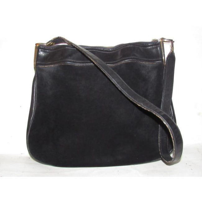 Gucci Vintage Black Suede With Black Leather Hobo Bag