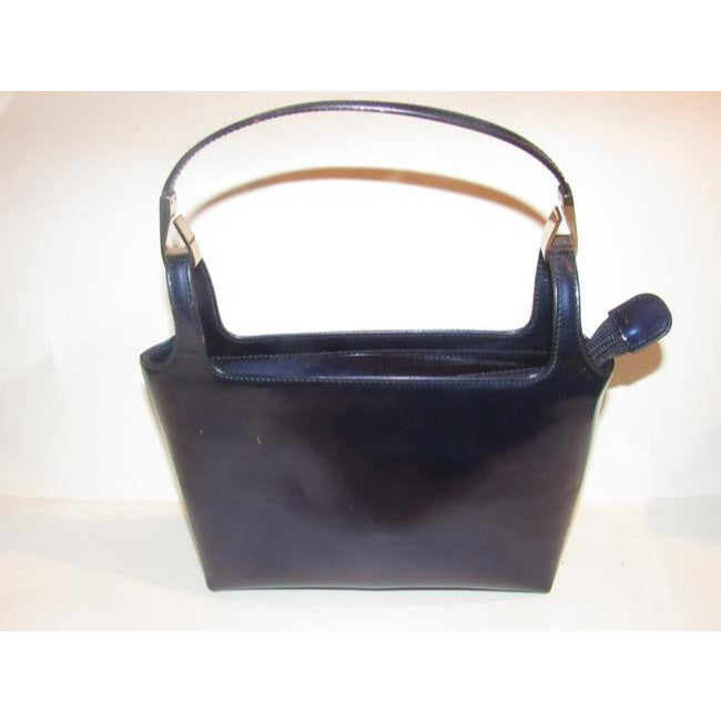 Gucci Vintage Navy Blue Glossy Patent Leather And Satchel