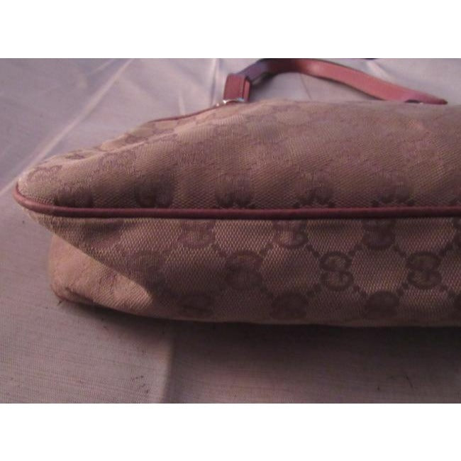 Gucci Vintage Brown Large Logo Print Canvas And Pink Leather