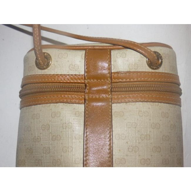 Gucci Camel On Ivory Micro G Print Cylindrical Cross Body Purse