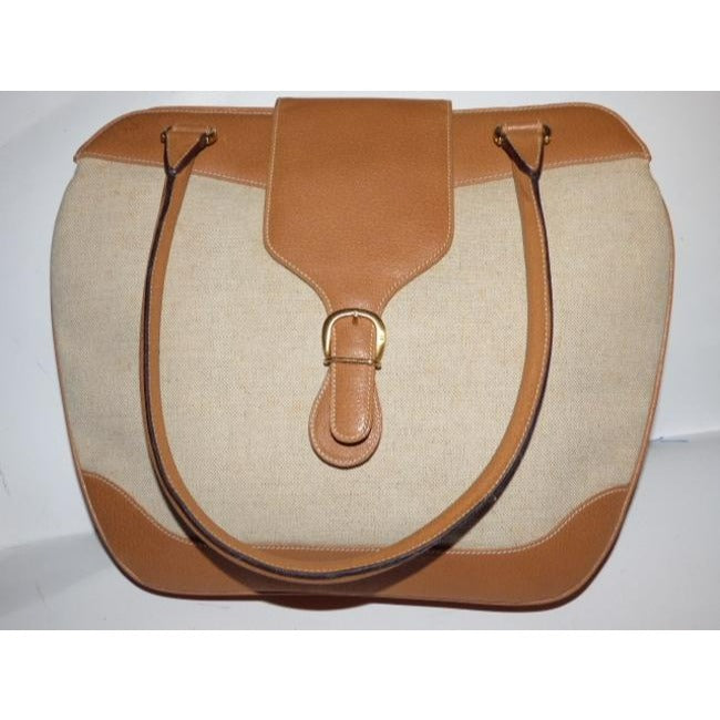 Gucci Jackie Natural Canvas & Camel Leather Satchel