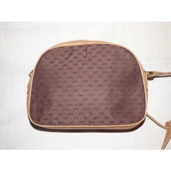 Gucci Vintage Camel Leather And Brown Small G Logo Print