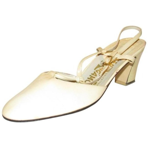 Ferragamo Buttery Soft Ivory Pale Yellow Pumps