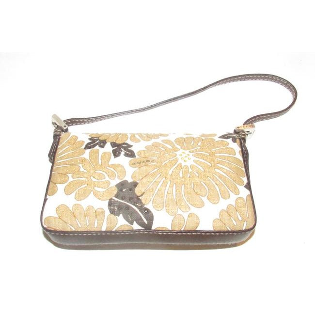 Fendi Zucchino Beaded Pursesdesigner Purses Brown Floral Print W Beads Canvas Leather Beading Baguet