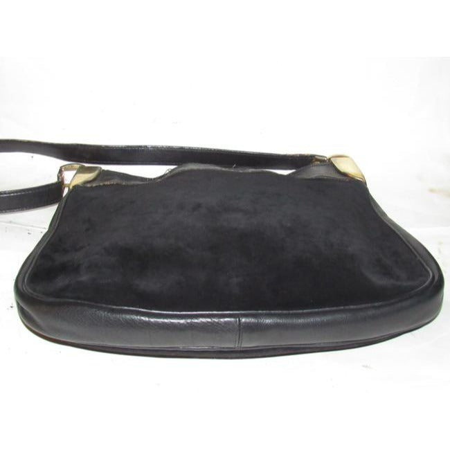 Gucci Vintage Black Suede With Black Leather Hobo Bag