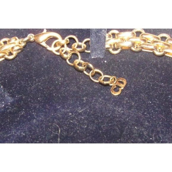 Christian Dior ICONIC Gold CD Charm Interlocking Round Link 18" Necklace