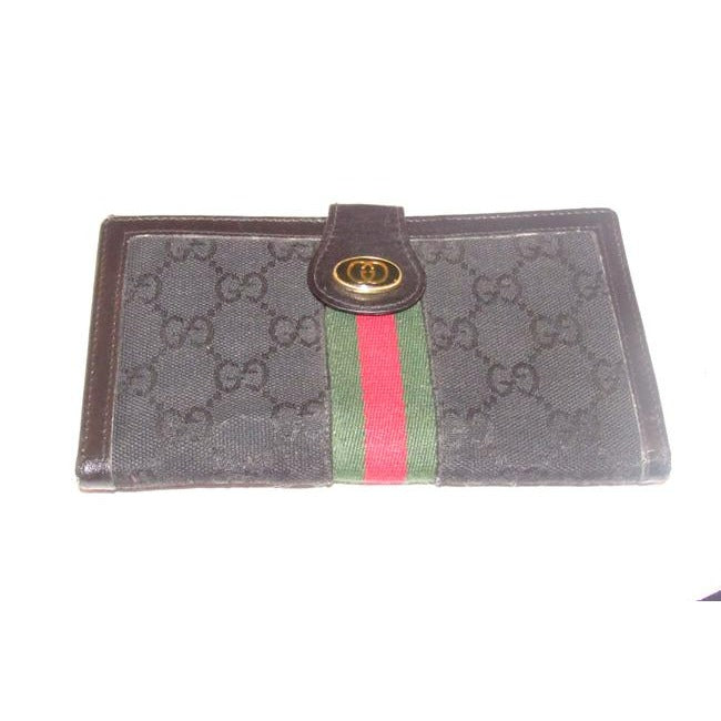 Gucci Black G Printed Green Stripe Collection Wallet