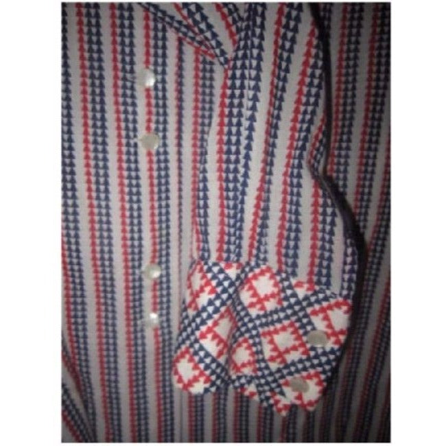 Lanvin Red White And Blue Print Button Down Top