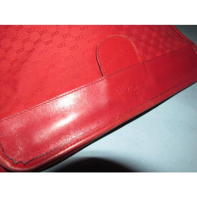 Gucci Vintage Red Gg Canvas Cross Body Clutch