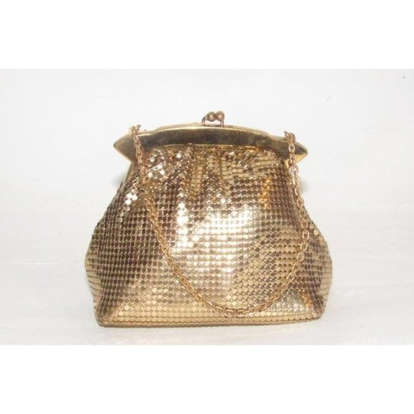 Whiting And Davis Vintage Mirrored Gold Chain Maille Mesh Designer Purse