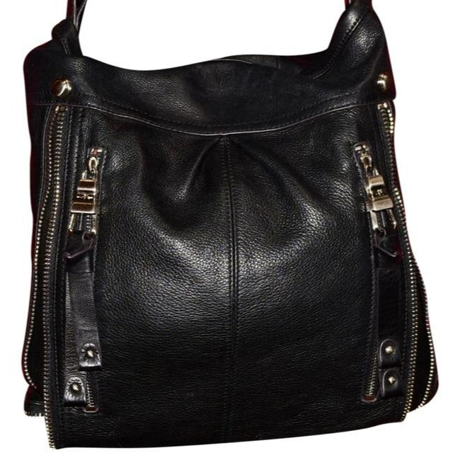 B Makowsky Black Textured Leather Hobo Bag