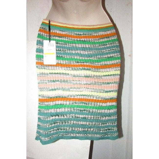 Missoni Green Blue Pink And Orange Multi Colored Striped Chevron Design Skirts