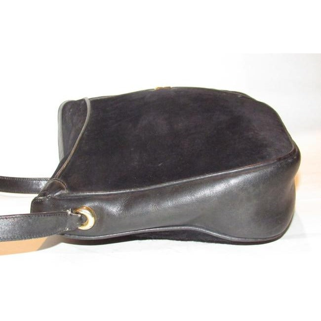 Gucci Vintage And Leather Shoulder Purse Black Suede Hobo Bag