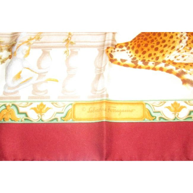 Salvatore Ferragamo Colorful Tiger Cheetah Print Extra Large Silk Scarf