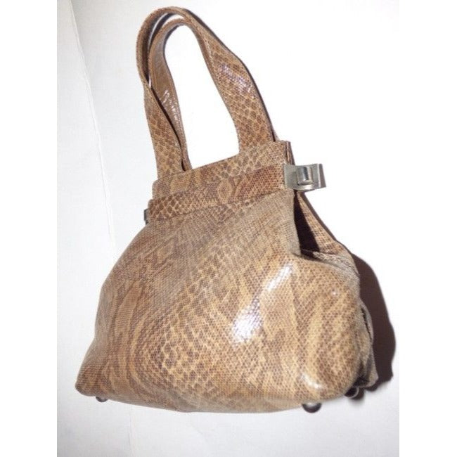 Stuart Weitzman Vintage Pursesdesigner Purses Python Leather In Shades Of Brown Clutch