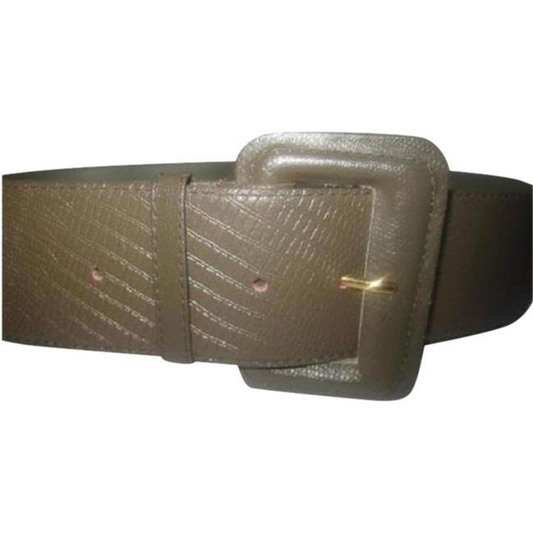 Olive Green Alligator Embossed Leather Vintage Accesoriesdesigner Belt