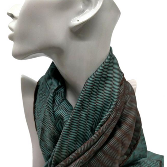 Fendi Aqua And Brown Print Logo Square Silk Scarf