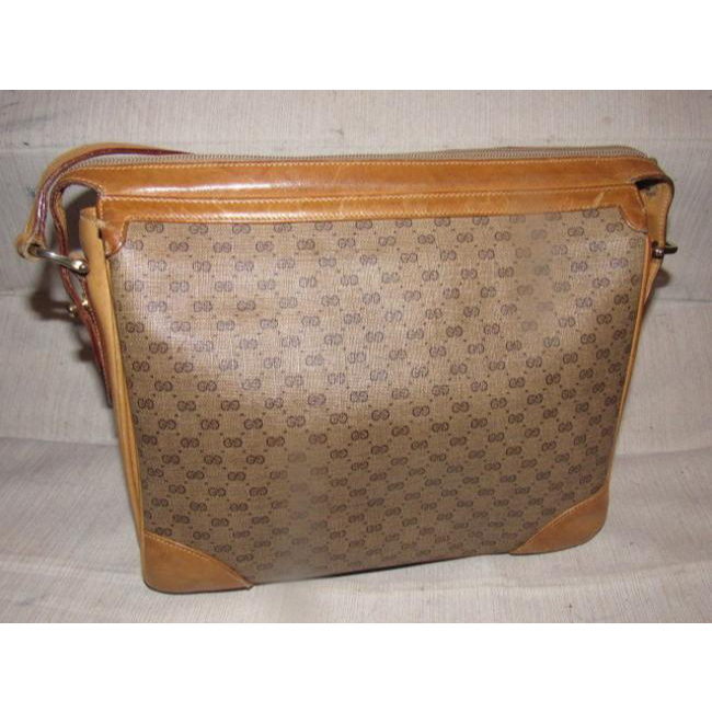 Gucci Vintage Pursesdesigner Purses Brown Leather And Large G Logo Print Coated Canvas With Redgreen