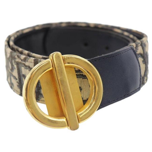 Dior Blue Trotter Print Belt w Gold CD Buckle