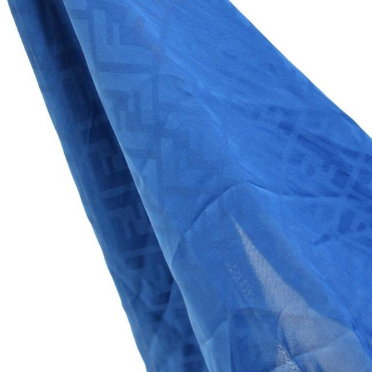 Fendi Blue Zucca Print Silk Logo Scarf