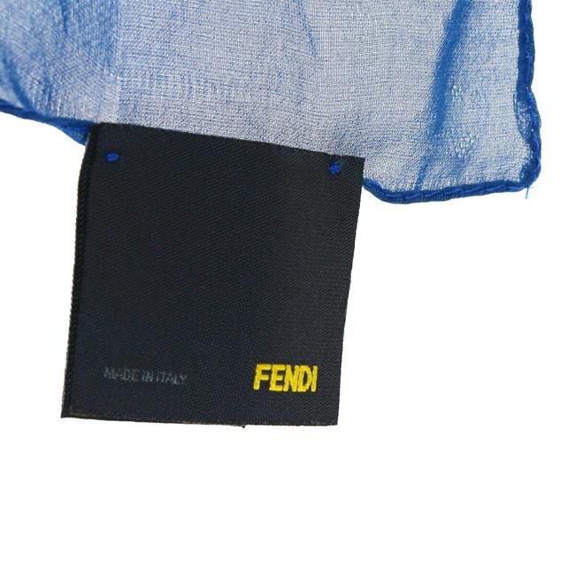 Fendi Blue Zucca Print Silk Logo Scarf