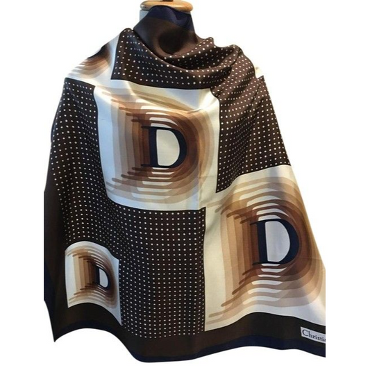 Dior Browns Blues White Christian Dior Scarf