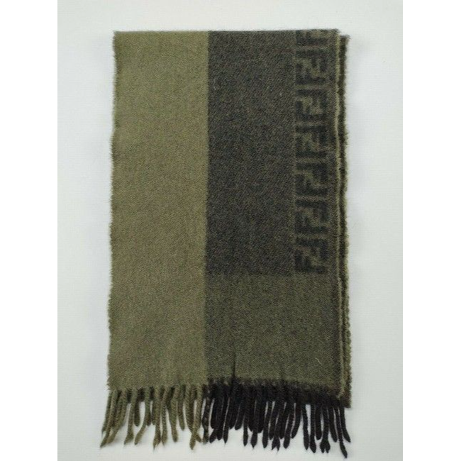 Fendi Zucca Print In Greys Logo Wool Scarf