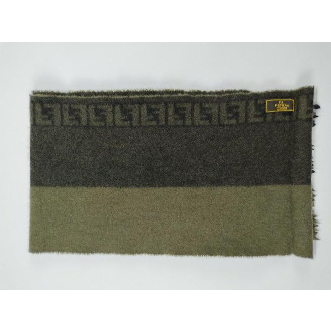 Fendi Zucca Print In Greys Logo Wool Scarf