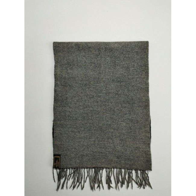 Fendi Black On Grey Logo Print Wool Scarf