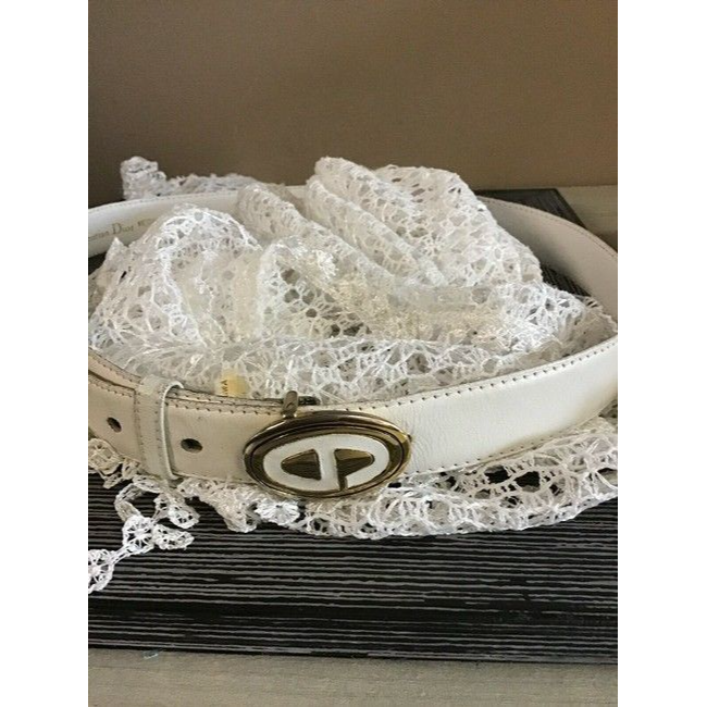 Dior Whitegold Leather With Cd Logo Buckle Belt