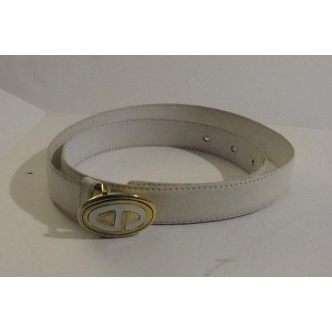 Dior Whitegold Leather With Cd Logo Buckle Belt