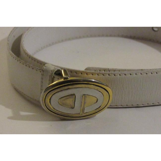 Dior Whitegold Leather With Cd Logo Buckle Belt