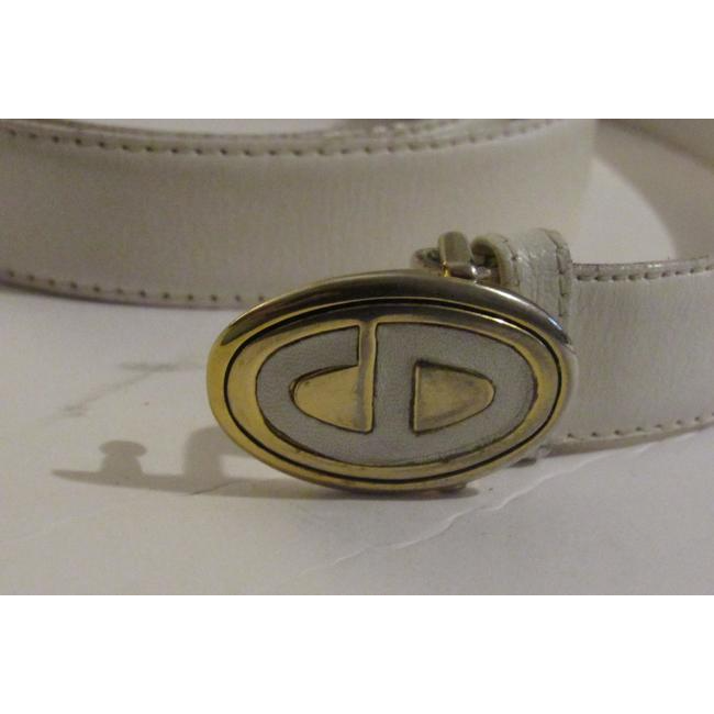 Dior Whitegold Leather With Cd Logo Buckle Belt