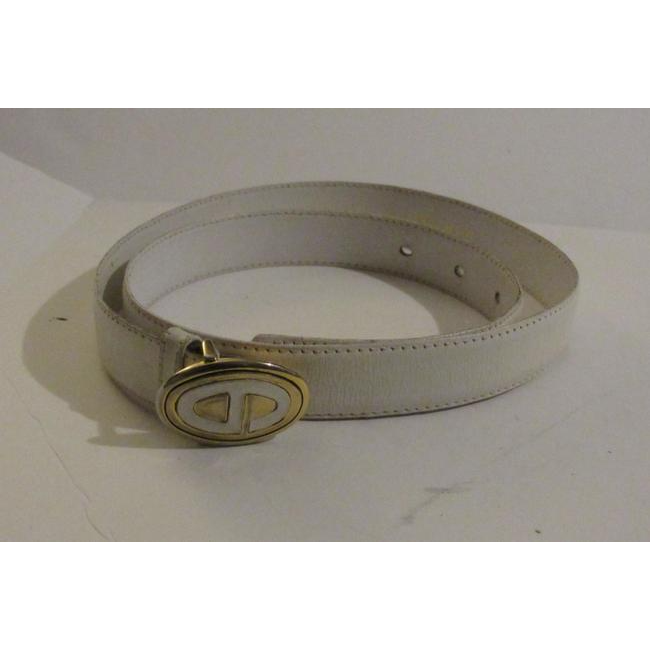 Dior Whitegold Leather With Cd Logo Buckle Belt