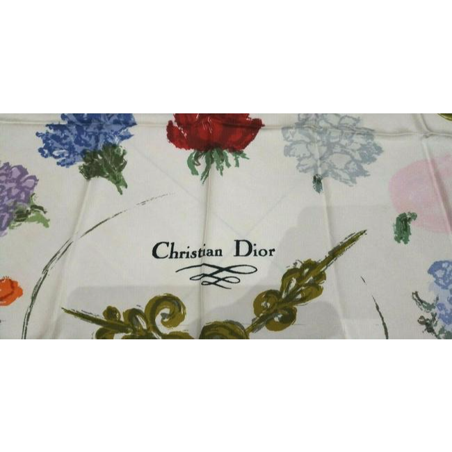 SOLD- Dior Multi Color Floral Clock Christian Dior Scarf
