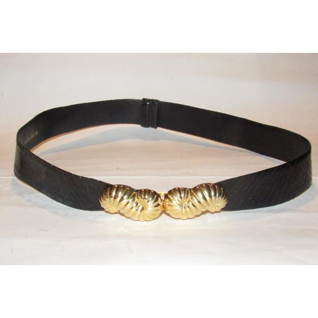 Judith Leiber Black Snakeskin Leather Belt