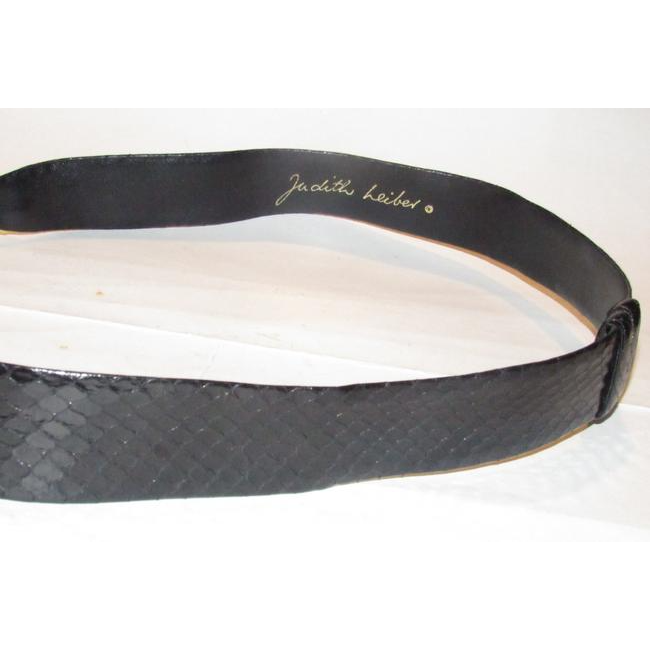 Judith Leiber Black Snakeskin Leather Belt