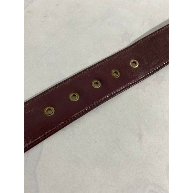 Dior Red Trotter Print Belt W Burgundy & Gold Enamel CD Buckle