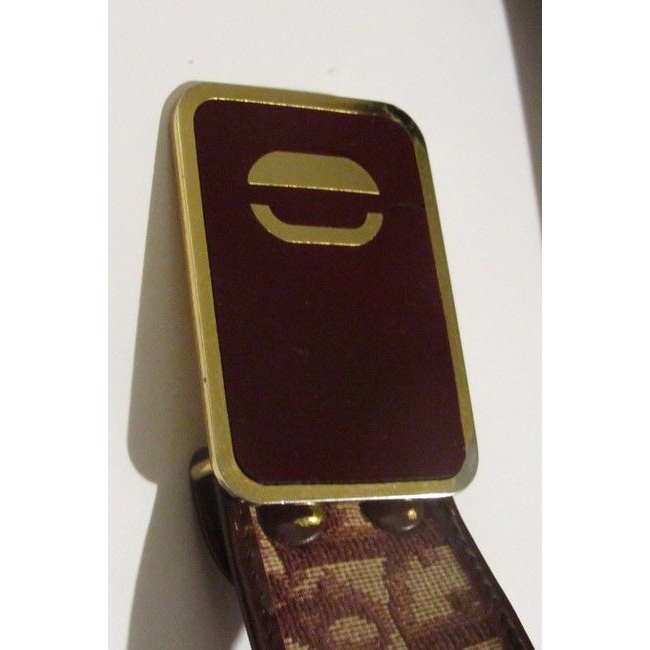 Dior Red Trotter Print Belt W Burgundy & Gold Enamel CD Buckle